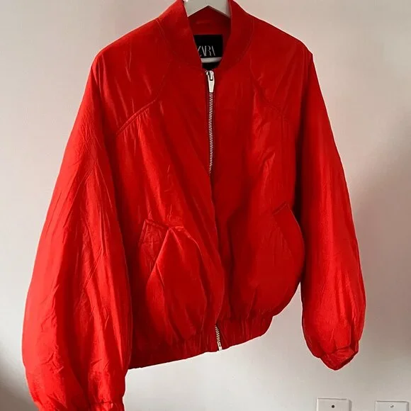 ZARA Orange Cropped Puffer Jacket - Picture 6 of 11